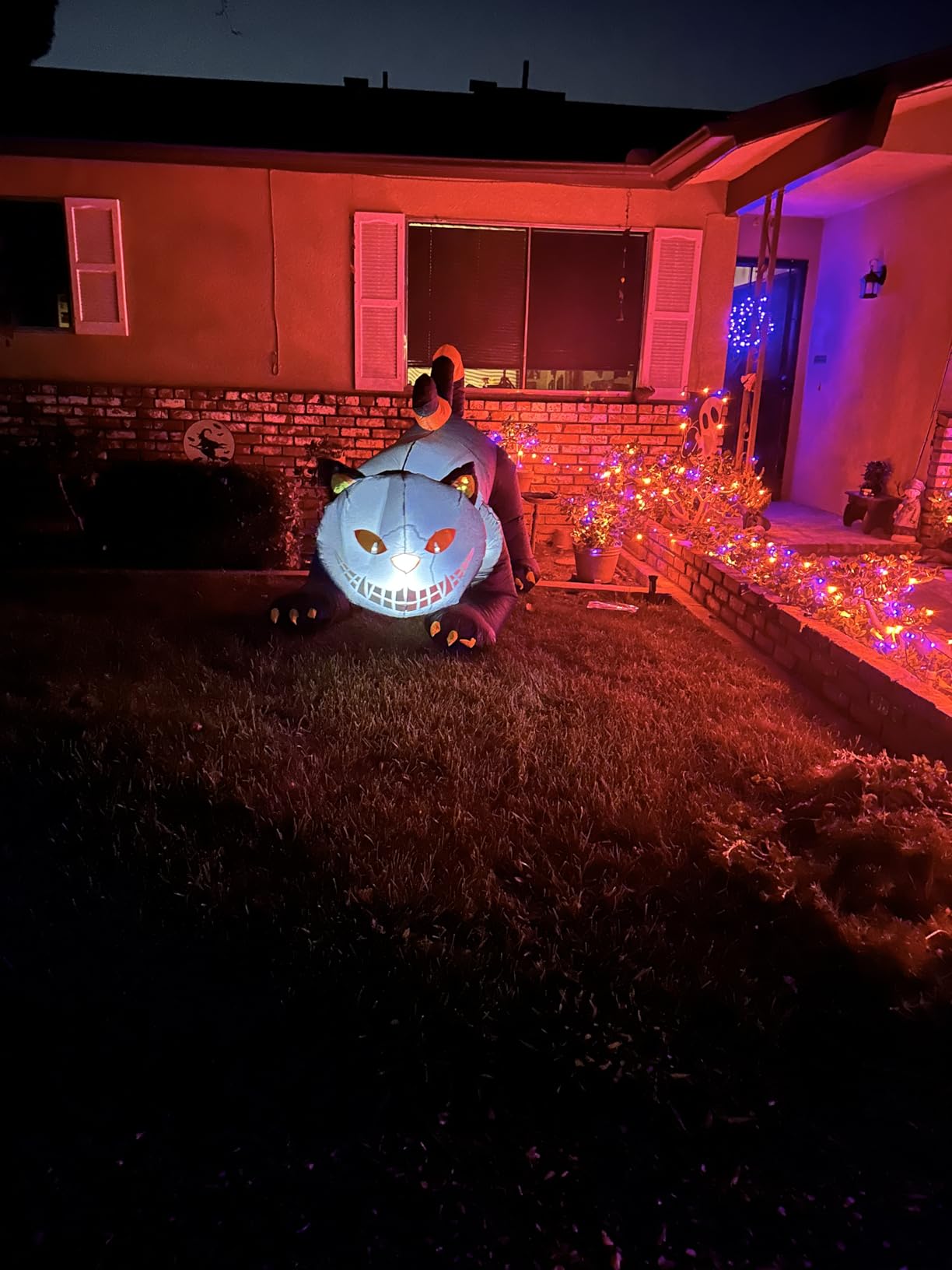 GOOSH 6 FT Halloween Inflatables Outdoor Black Cat with Shakable Head, Blow Up Yard Decoration with LED Lights Built-in for Holiday/Party/Yard/Garden customer photo 2