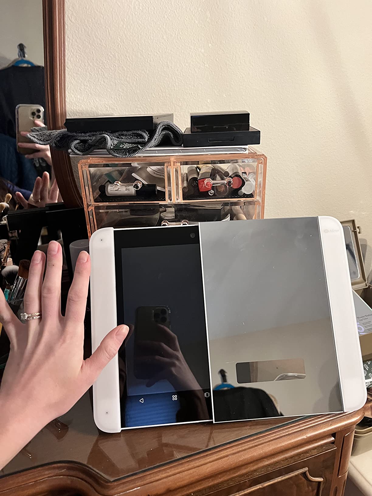 Himirror Slide: Smart Makeup Mirror With Skin Detector, Smart Beauty Mirror With Led Lights, Vanity Mirror With Foldable Stand, 1 count customer photo 1