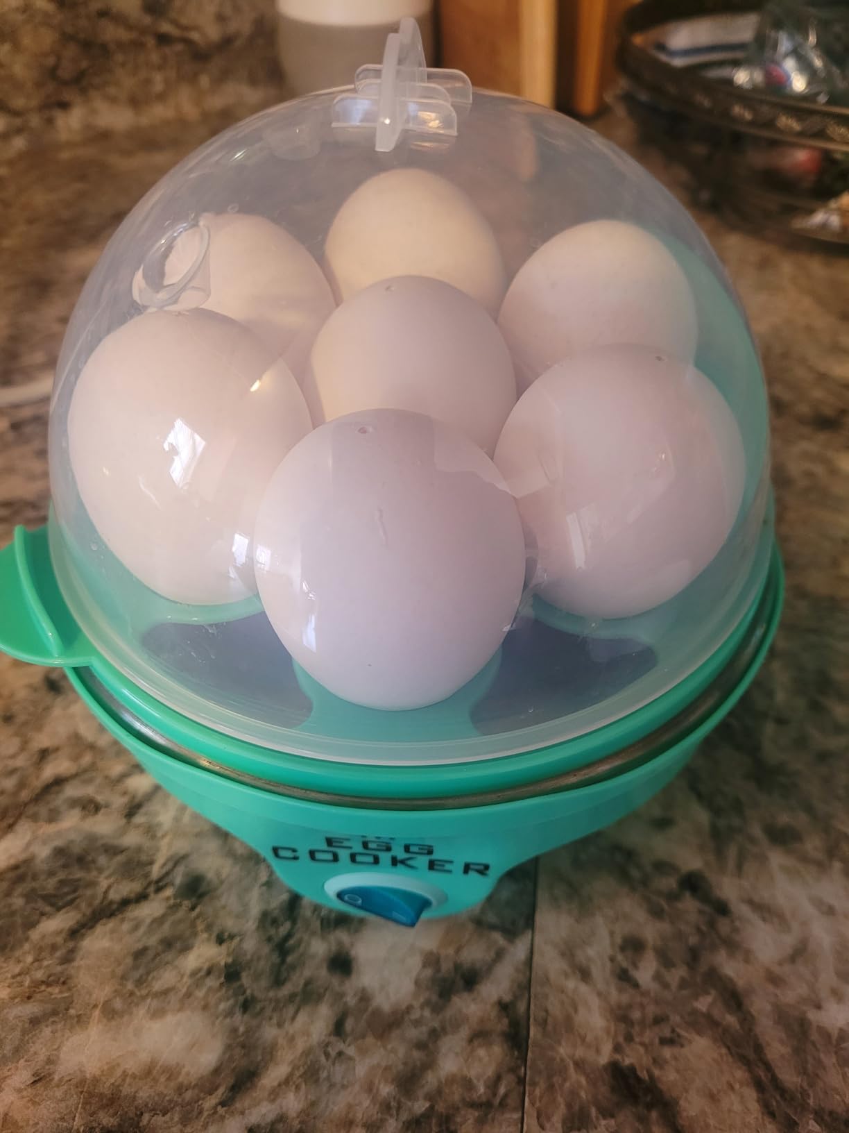 Nostalgia Retro Electric Large Hard-Boiled Egg Cooker, 7 Capacity, Poached, Scrambled, Omelets, Whites, Sandwiches, for Keto & Low-Carb Diets, Aqua customer photo 1