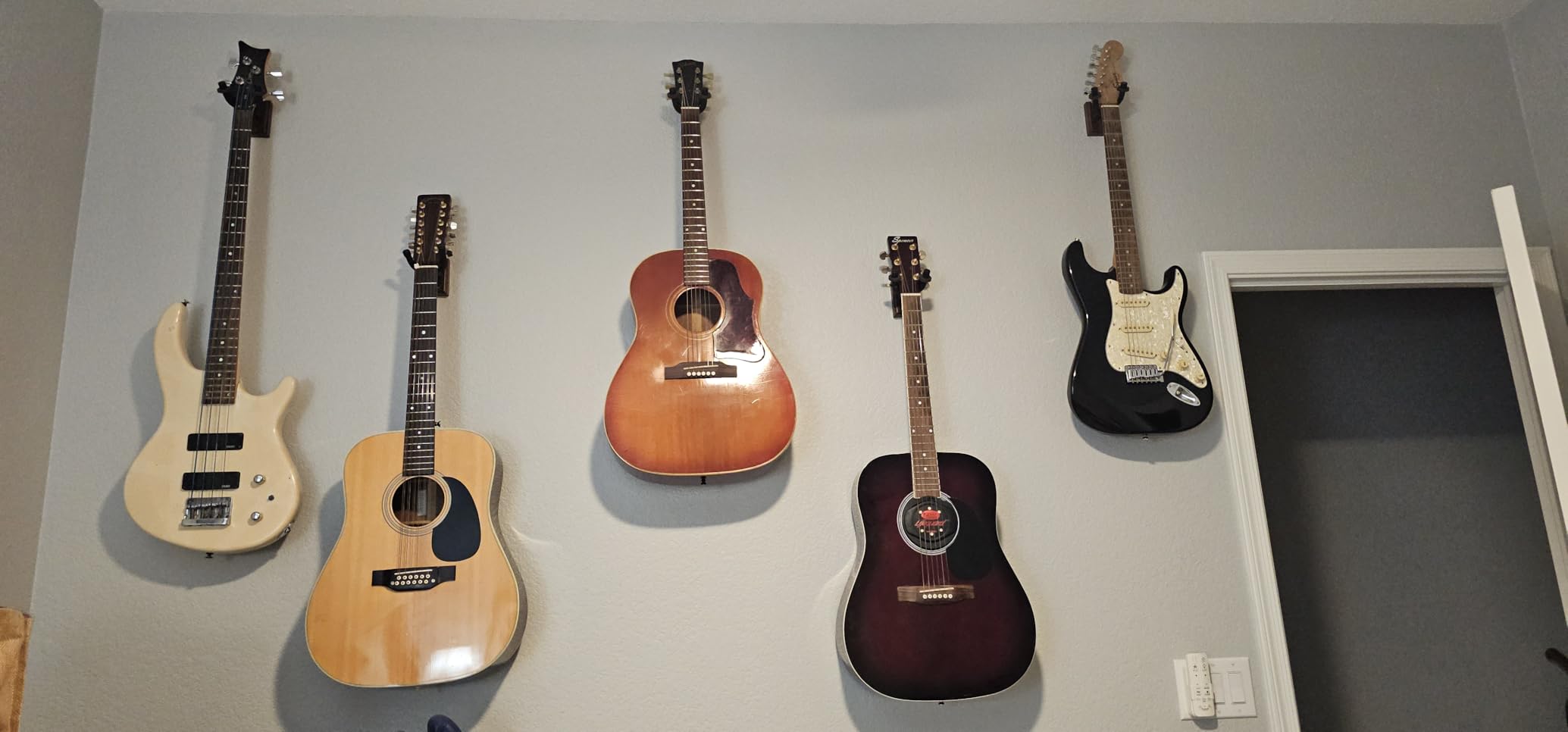 Donner Guitar Wall Mount Hanger 6-Pack, Black Walnut Guitar Wall Holder for Acoustic Electric Guitars, Bass, Folk Ukulele, Violin, Mandolin Banjo and String Instruments customer photo 2