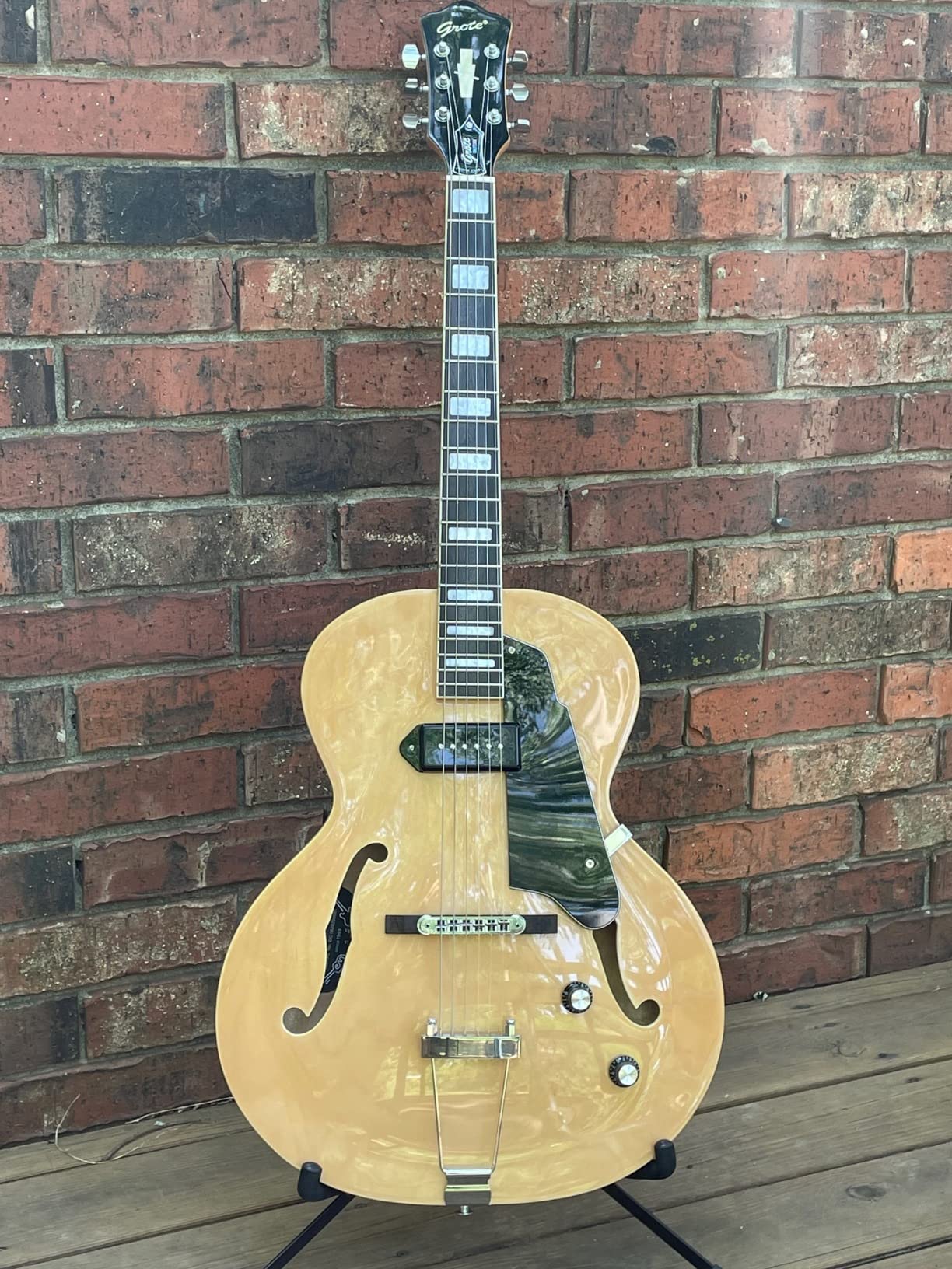 GROTE Jazz Electric Guitar Hollow Body Chrome Hardware (Natural) customer photo 2