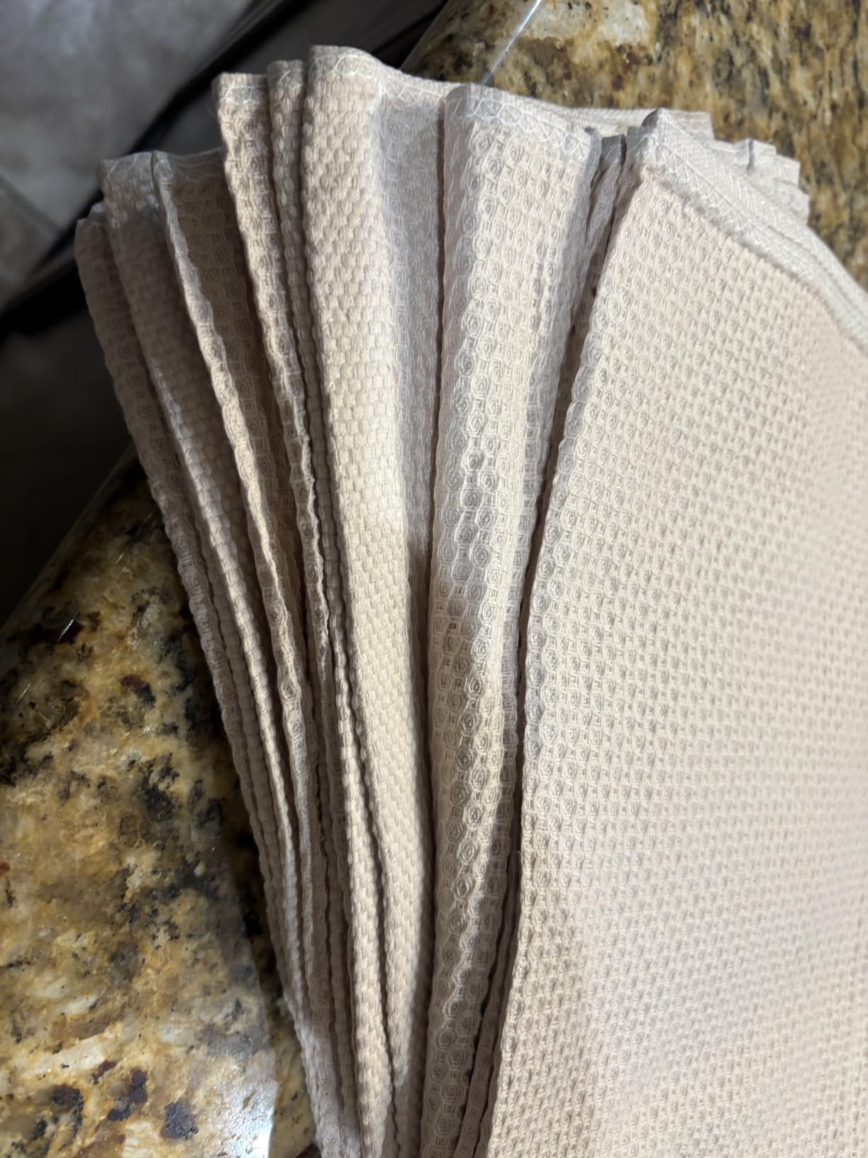Homaxy 100% Cotton Waffle Weave Kitchen Dish Cloths 6-Pack, Beige customer photo 1
