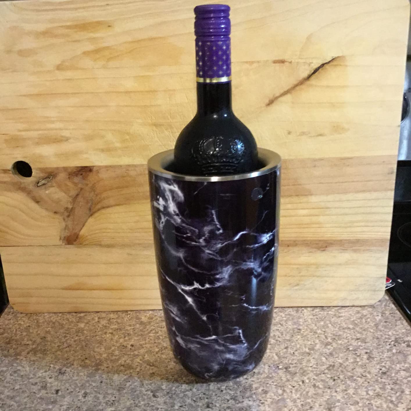 S'well Stainless Steel Wine Chiller, Holds 750ml Bottle, Teakwood, Triple Layered Vacuum Insulated Container Keeps Bottles Chilled for Longer, BPA Free Barware customer photo 2
