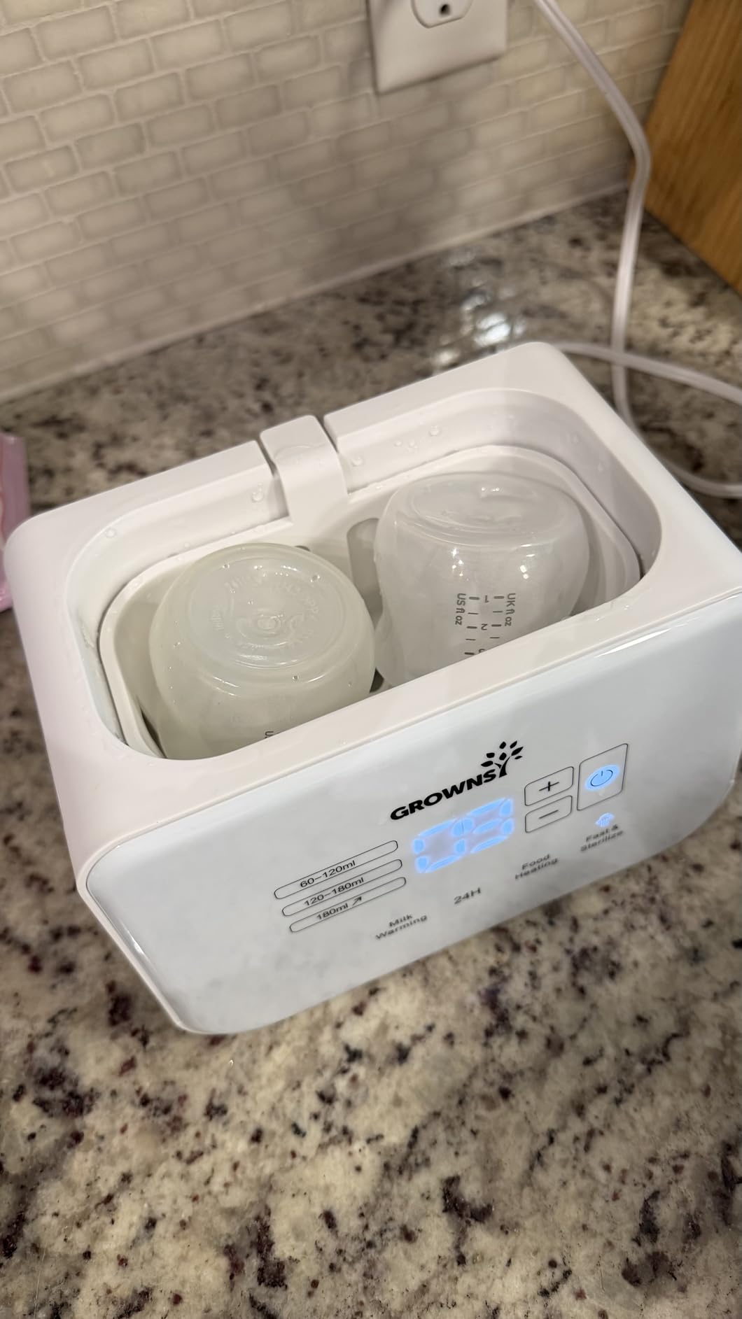 GROWNSY Fast Double Baby Bottle Warmer for Breastmilk & Formula, White customer photo 2