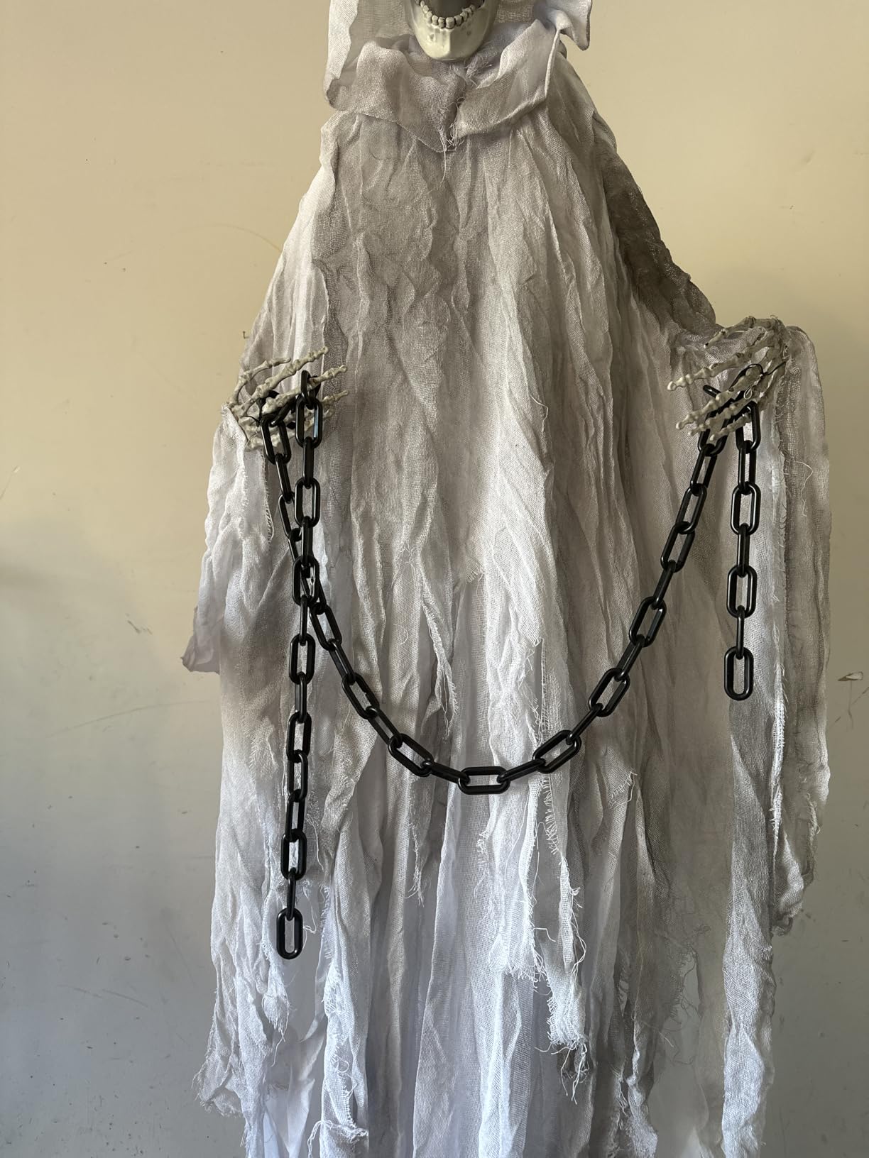 Haunted Hill Farm Life-Size Scary Grim Reaper with Chain, Halloween Animatronic with Touch Activated Lights and Sounds, Battery Operated Indoor or Covered Outdoor Halloween Decorations, Halloween Prop customer photo 1