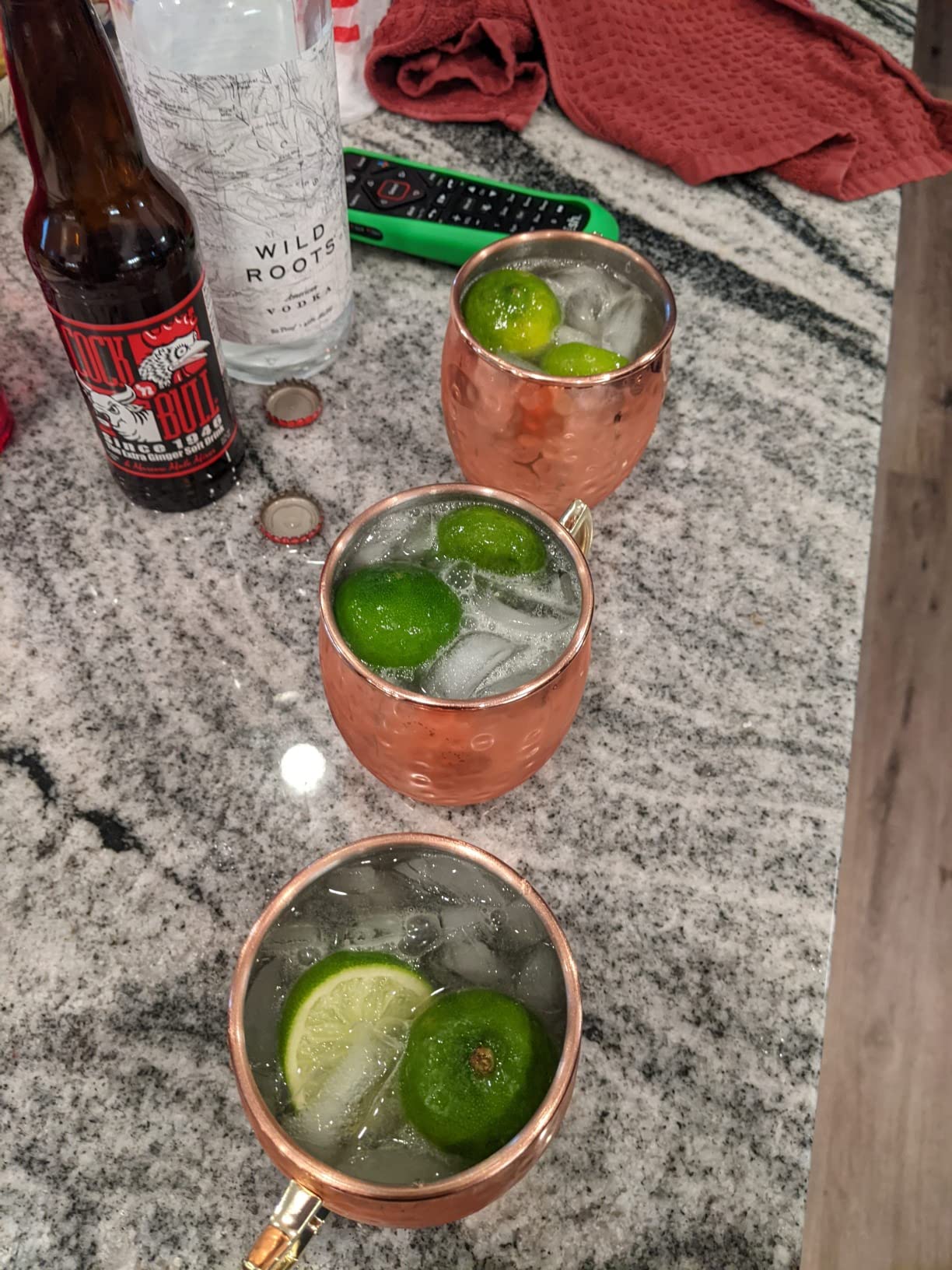 PG Moscow Mule Mugs | Large Size 19 ounces | Set of 4 Hammered Cups | Stainless Steel Lining | Pure Copper Plating | Gold Brass Handles | 3.7 inches Diameter x 4 inches Tall customer photo 2