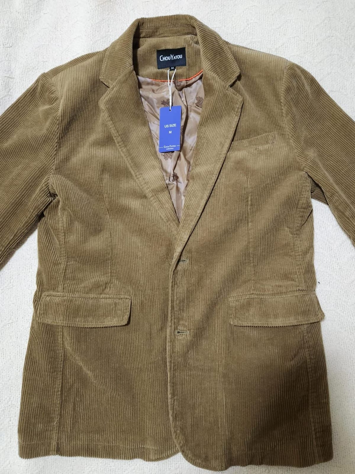 chouyatou Men's Vintage Casual Work Wear Corduroy Suit Blazer Jacket Sport Coat customer photo 1
