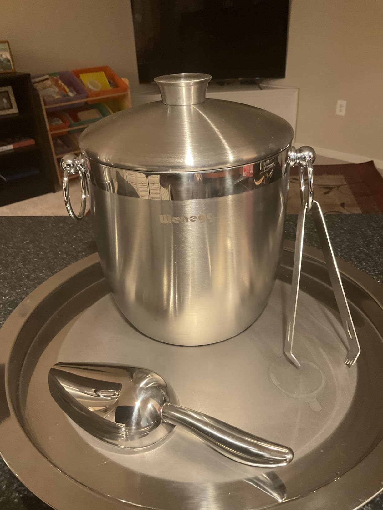 Ice Bucket with Lid, Scoop, Tongs and Strainer - Well Made Insulated Stainless Steel Keep Ice Frozen Longer - Ideal for Cocktail Bar, Parties, Chilling Wine, Champagne - 3 Liter (Stainless Steel) customer photo 2