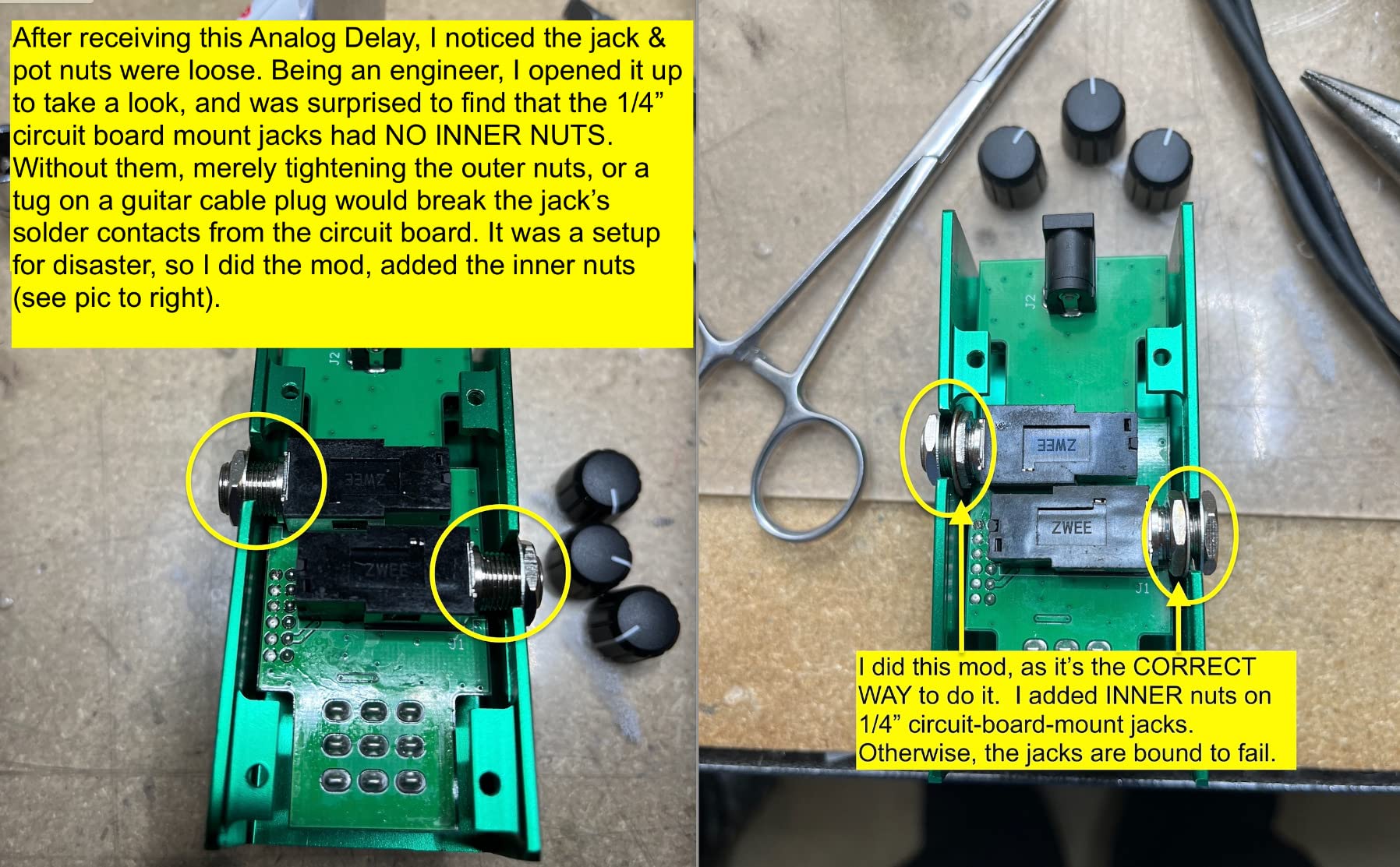 Kmise Analog Delay Electric Guitar Effects Pedal,True Bypass,Tip‑Negative customer photo 1