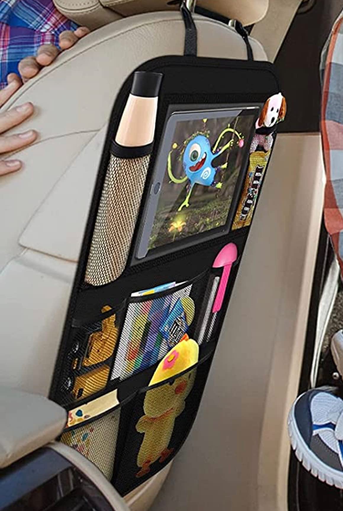 ONE PIX Backseat Car Organizer Mats Back Seat Organizers and Storage Bag with Touch Screen Tablet Holder for Kids Toddlers Car Seats, Travel Accessories, Road Trip Essentials Kids customer photo 1