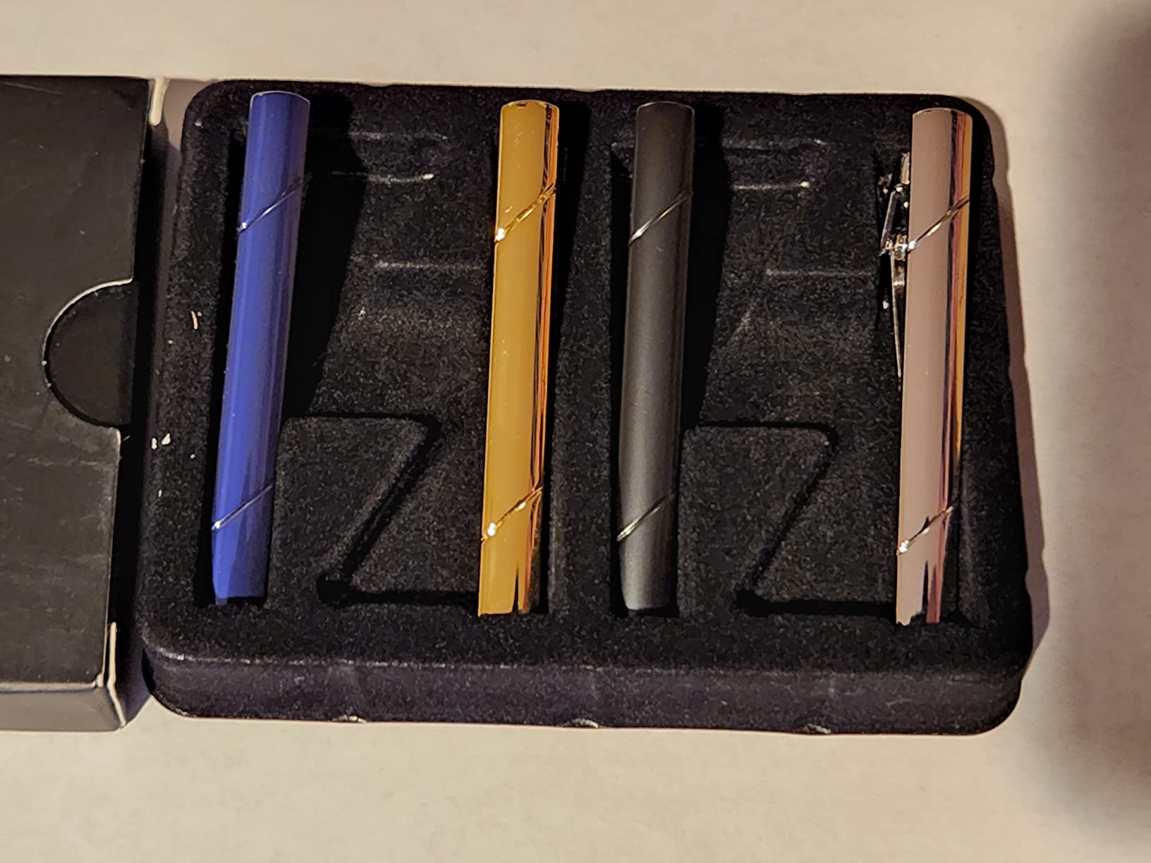 MOZETO Tie Clips for Men, Black Gold Blue Silver Tie Bar Set for Regular Ties, Luxury Box Gift Ideas customer photo 1