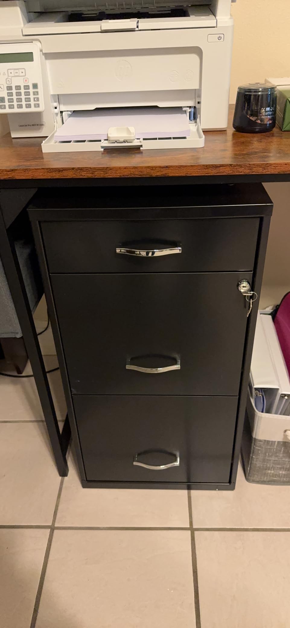 Lorell NuSparc Mobile 3 Drawer Locking Filing Cabinet | Pre-Assembled Steel Construction | Space-Saving Design is Perfect for Home and Small Office | Letter-Size | Assembled in North America customer photo 1