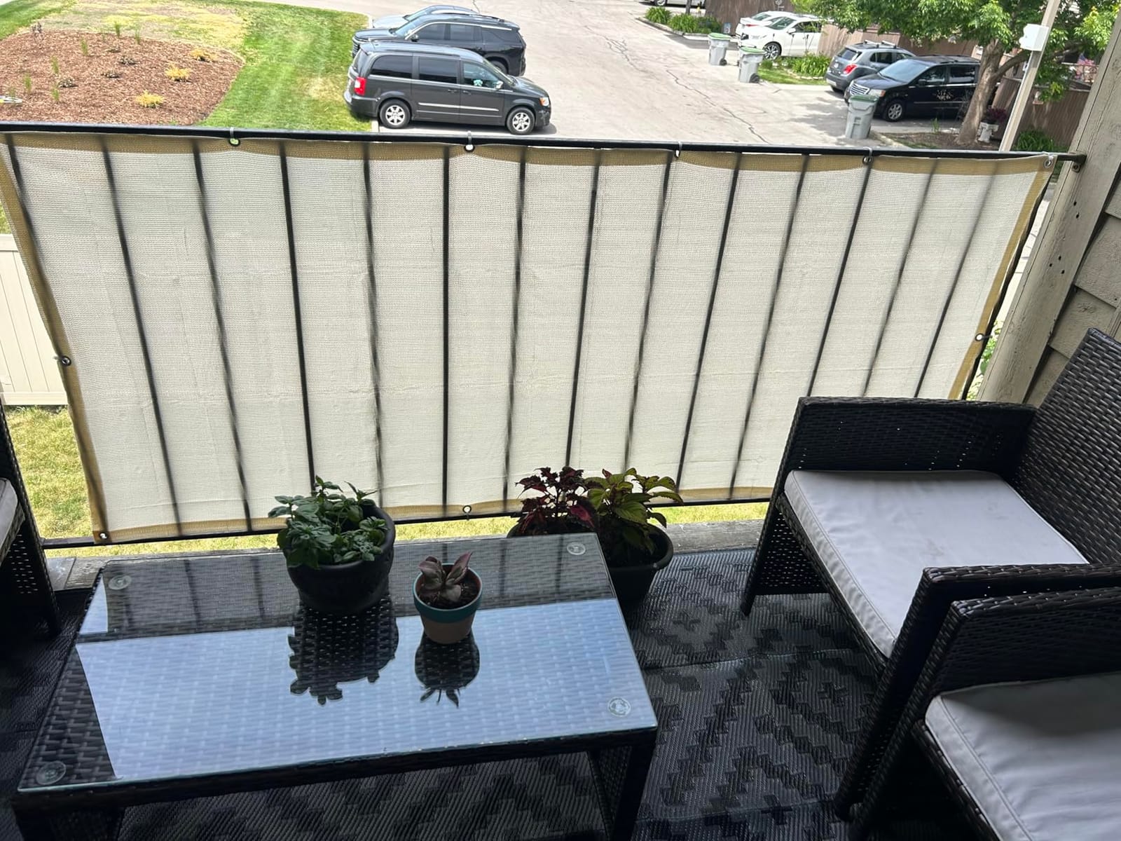 LOVE STORY 3' x 10' Balcony Privacy Screen Cover for Apartment, Dark Grey customer photo 1