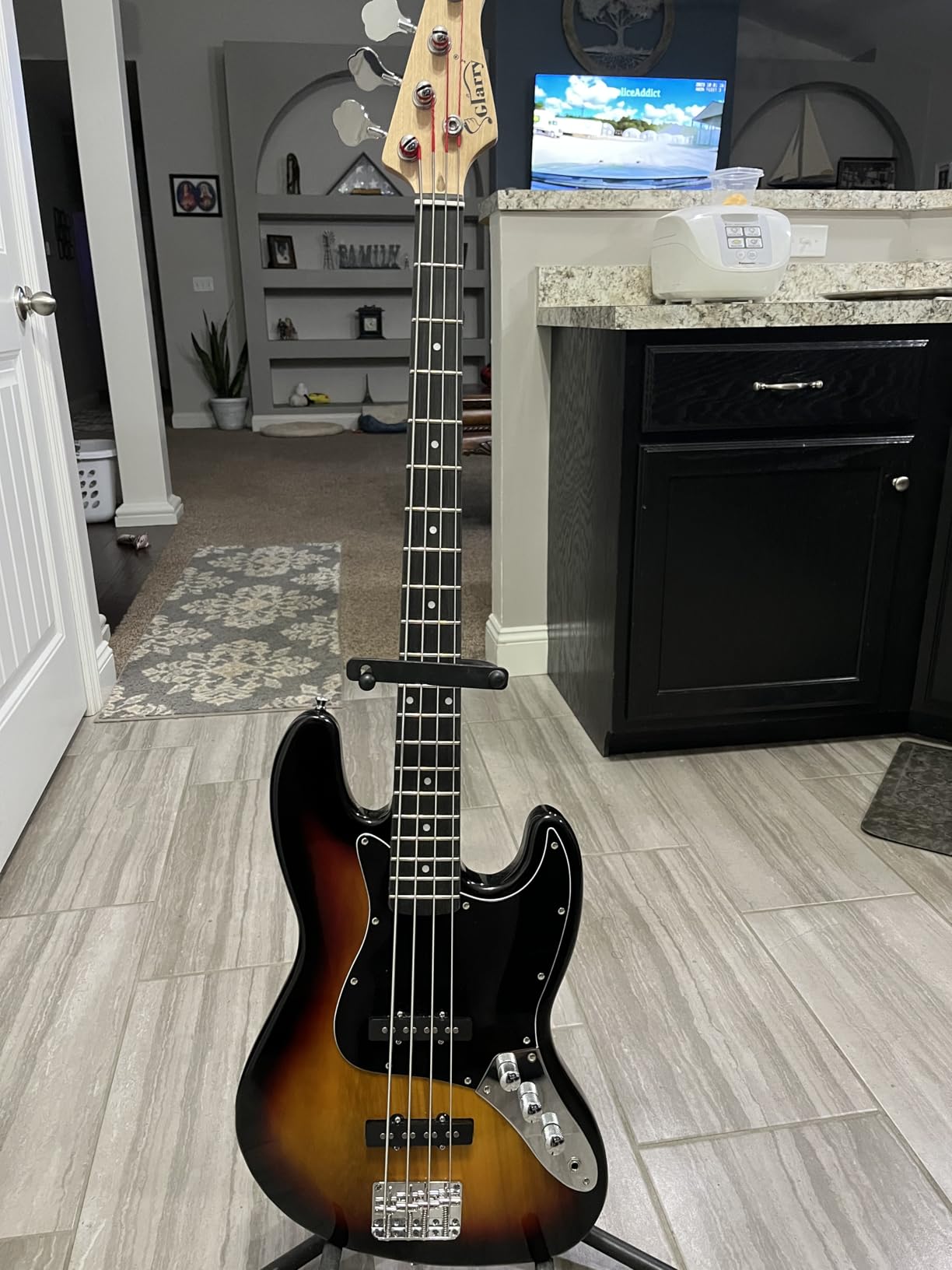 GLARRY 4 String GJazz Electric Bass Guitar Full Size Right Handed with Guitar Bag, Amp Cord and Beginner Kits (Transparent Yellow) customer photo 1