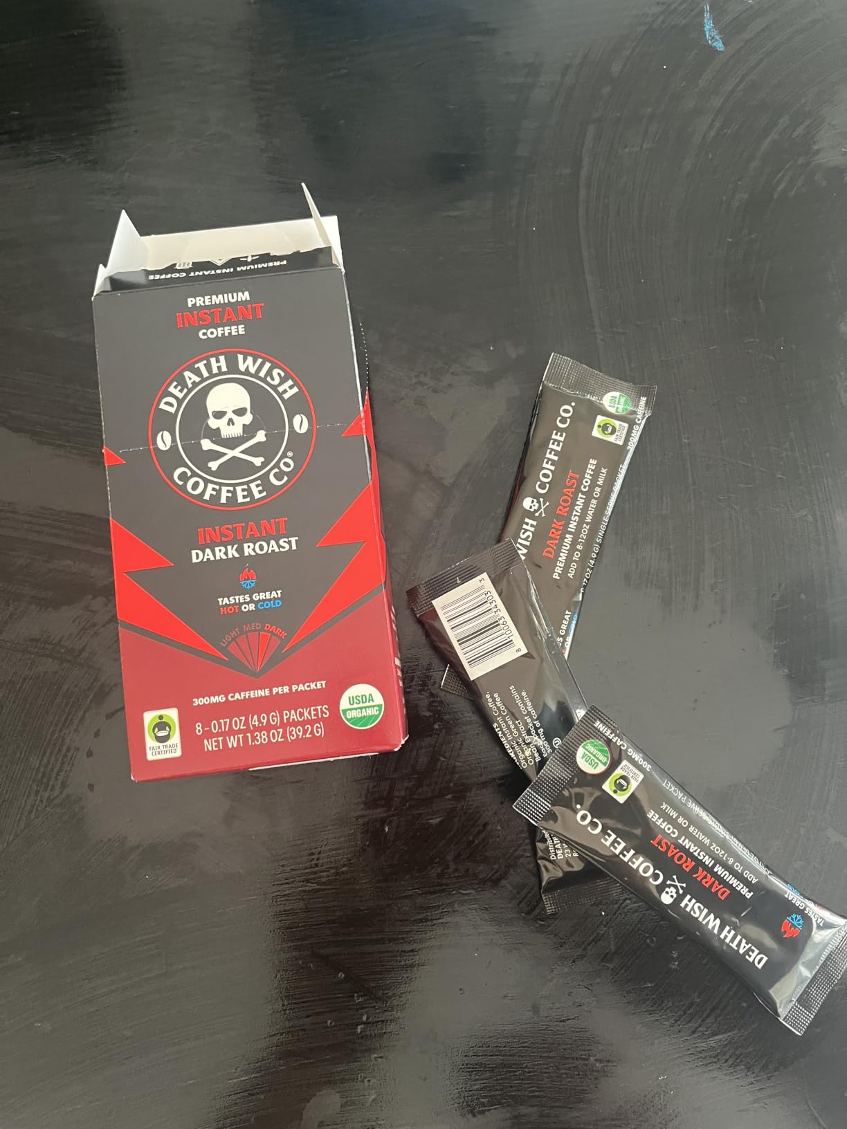 Death Wish Coffee Instant Dark Roast Coffee Packets, Bold & Intense Blend of Arabica & Robusta Beans, USDA Organic, 8 Count customer photo 2