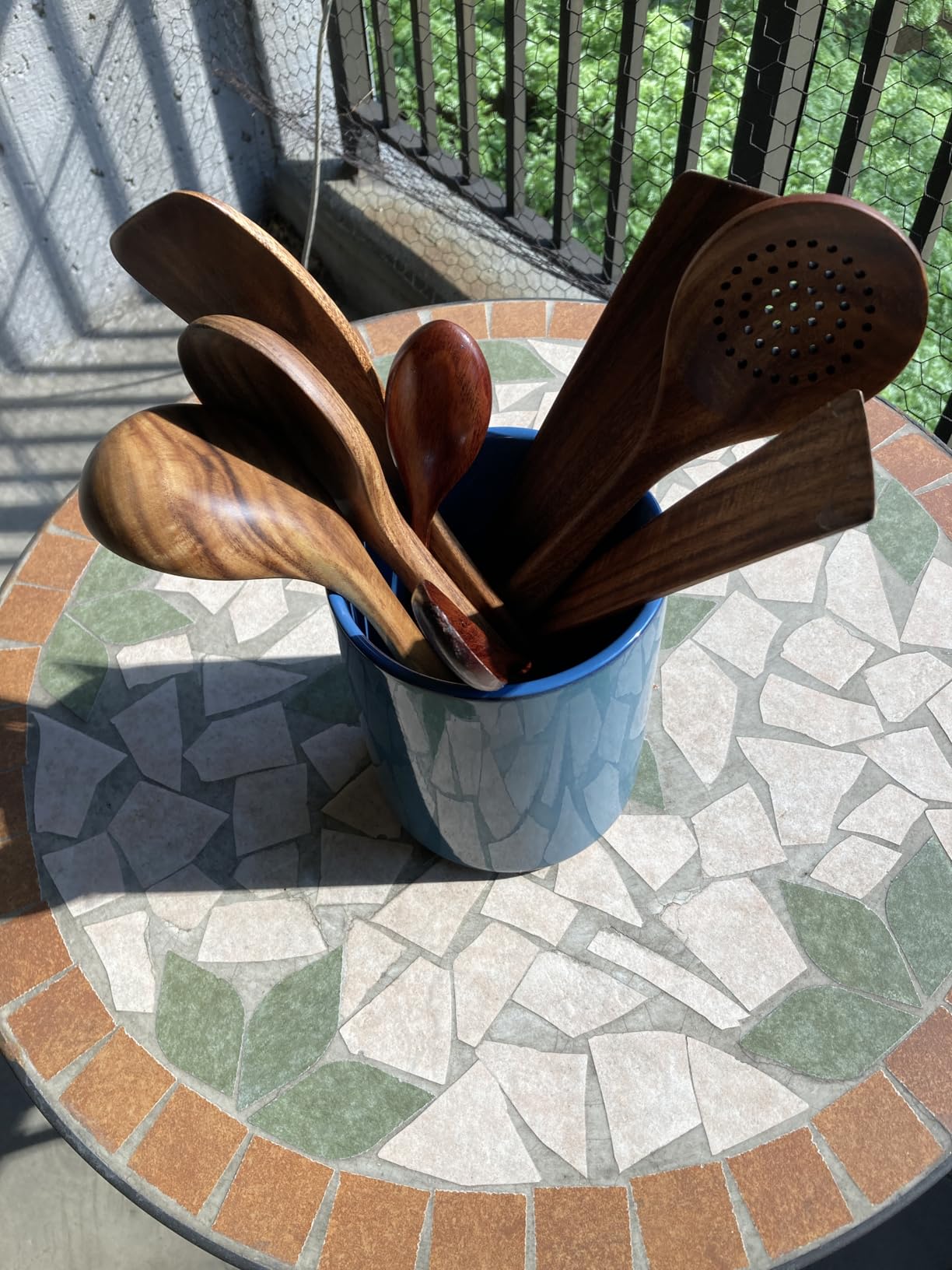 Wooden Utensil Set, 8 Pcs Teak Wooden Spoons for Cooking with Holder customer photo 1