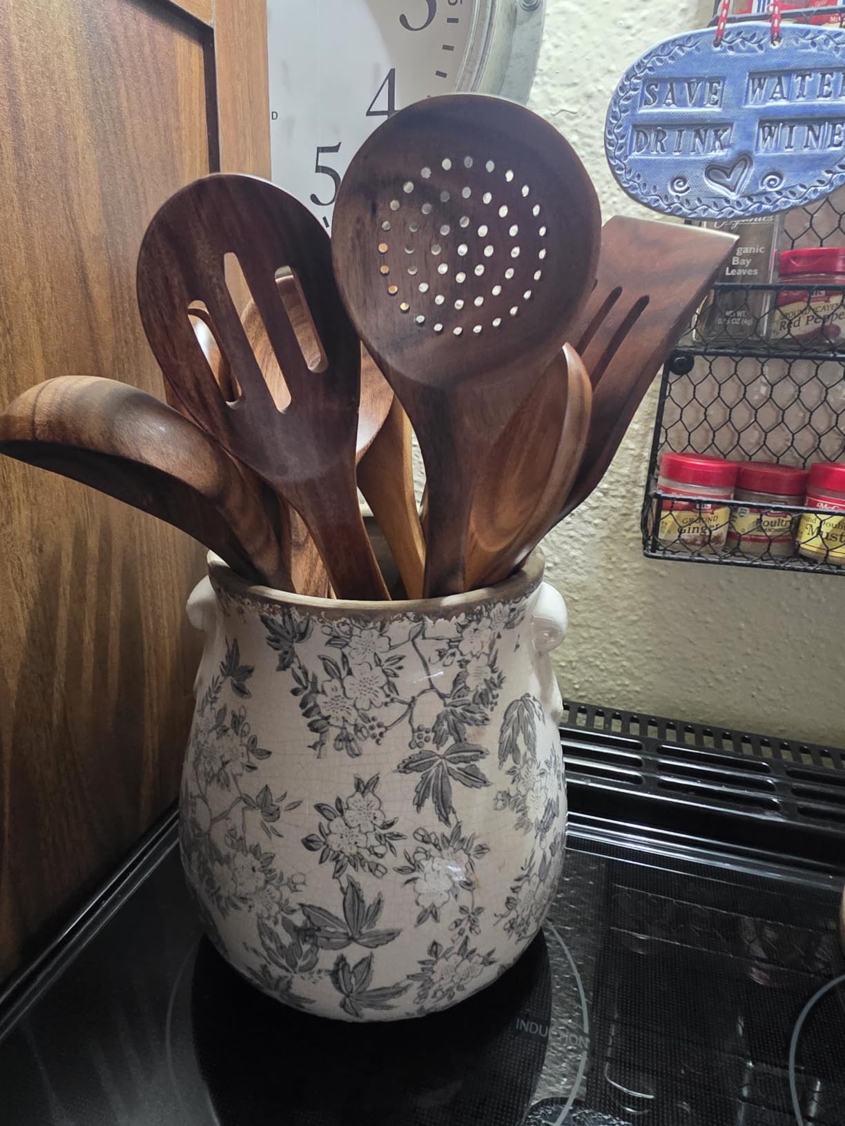 Wooden Utensil Set, 8 Pcs Teak Wooden Spoons for Cooking with Holder customer photo 2