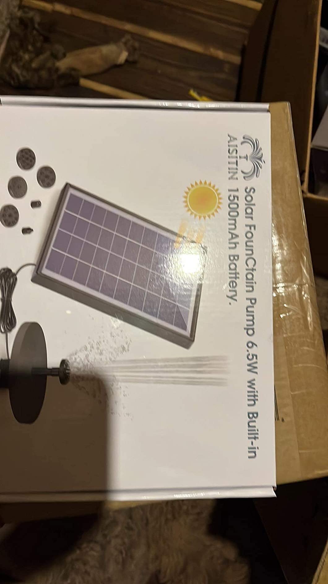 AISITIN 6.5W Solar Fountain Pump with Battery Backup 1500mAh & 6 Nozzles customer photo 1