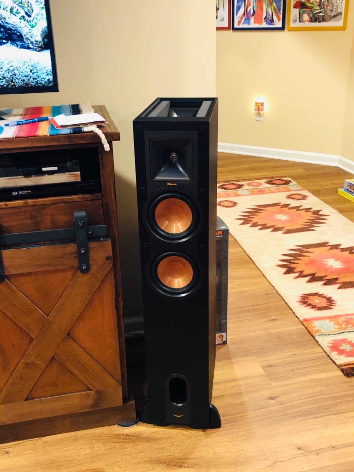 Klipsch Reference R-26FA Floorstanding Speaker, Black, Pair | Includes 2 Floorstanding Speakers, front grilles and top grilles for Dolby Atmos, home theater and immersive audio customer photo 2