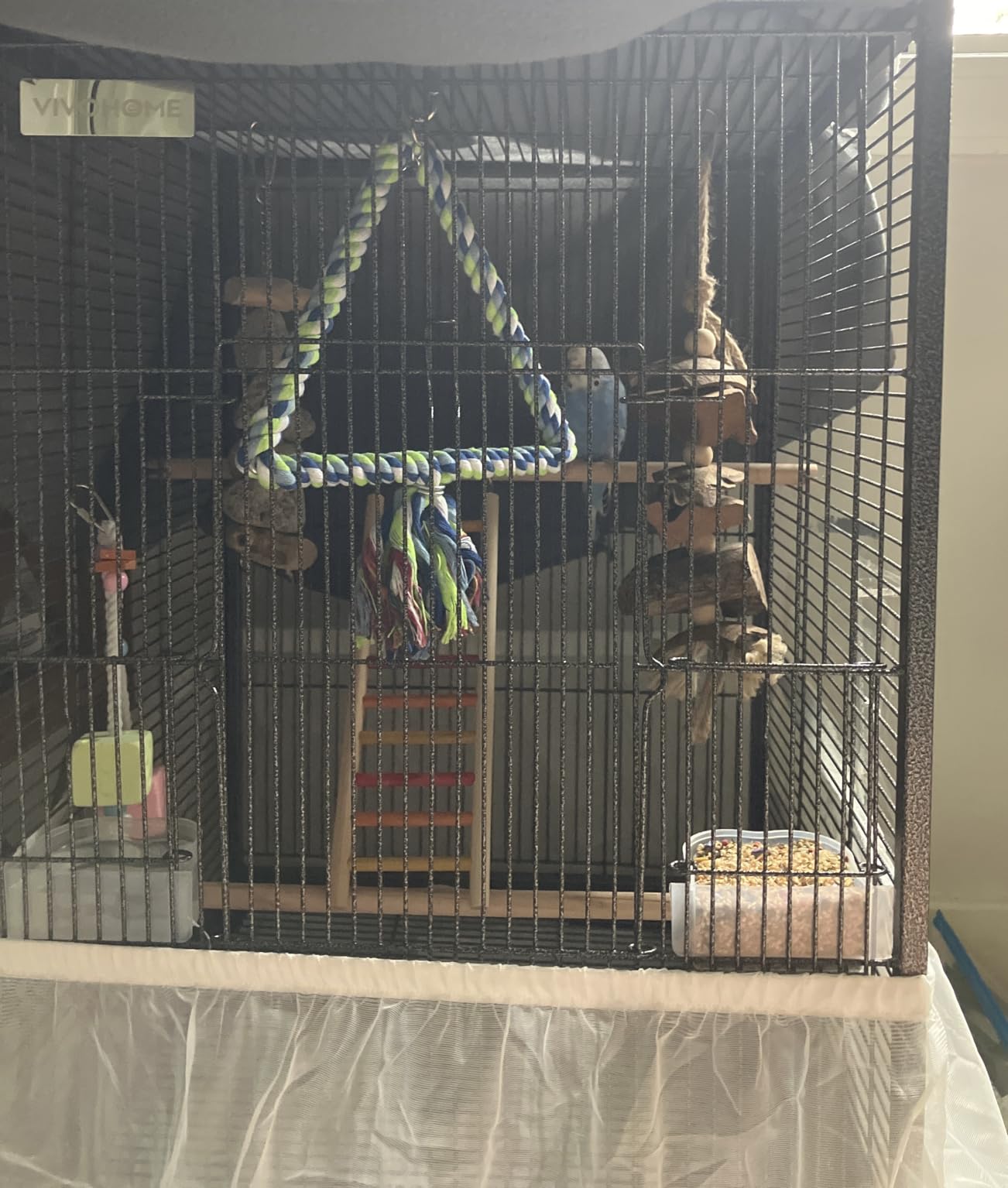 VIVOHOME Wrought Iron Bird Cage with Rolling Stand, 30 Inch Height customer photo 2