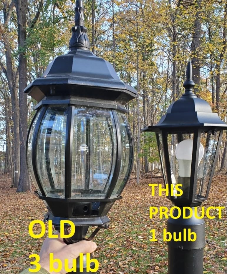 WISBEAM Outdoor Post Light, Pole Lantern, E26 Base 60W Max, Aluminum Housing Plus Glass, Wet Location Rated, ETL Qualified, Bulbs not Included, Black customer photo 2