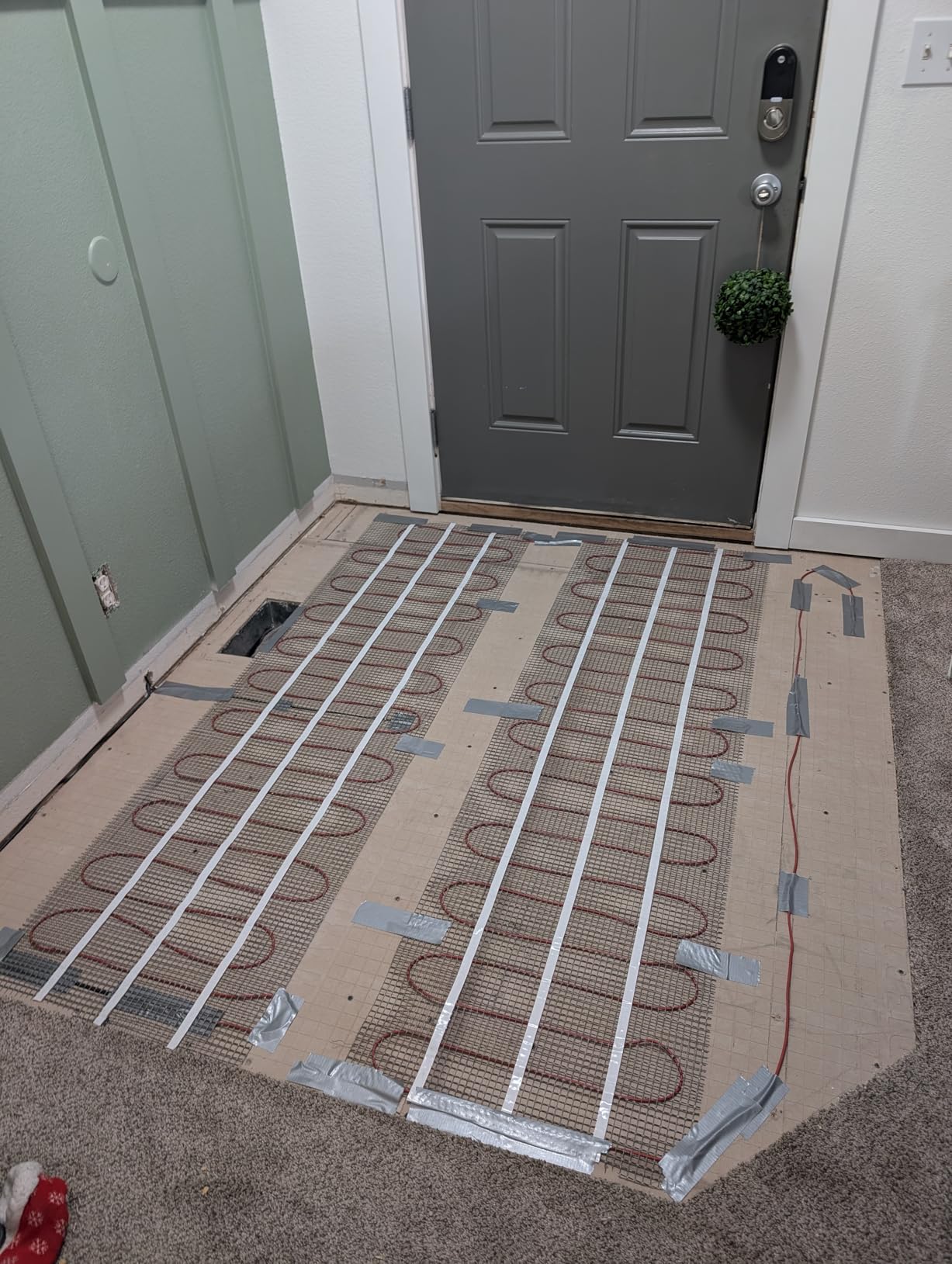 LuxHeat 20 sqft Heated Floor Mat Kit, Prog Thermostat - 120V Floor Heat | 20in x 12.2ft Self-adhesive Mat, Alarm, UDG 7-Day Prog T/Stat w/ GFCI, Sensor | Heated Floor Kit For Bathroom, Tile & More customer photo 2