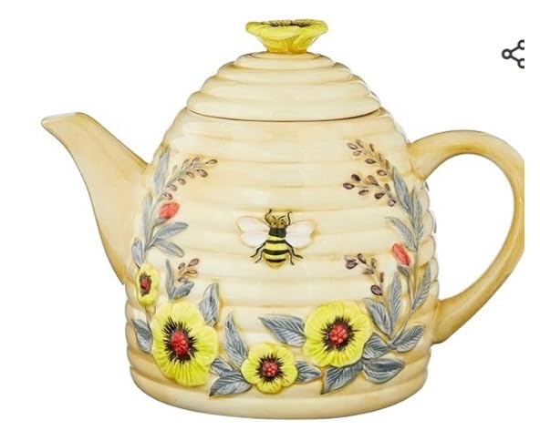 Bee Sweet 32 oz. 3-D Beehive Teapot Ceramic,Multi Colored customer photo 2