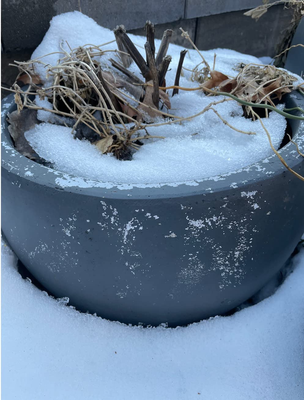 Kante Large Round Bowl Charcoal Concrete Planter 20