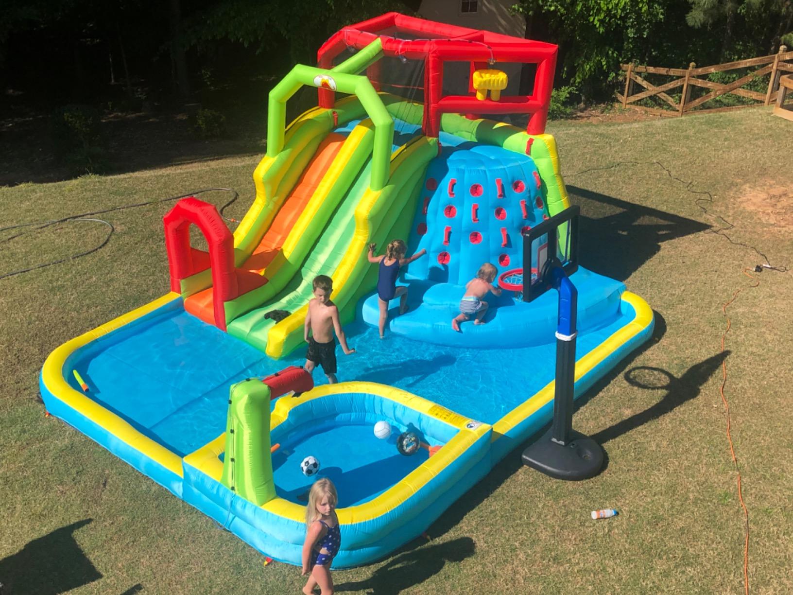 WELLFUNTIME Large Inflatable Water Slide Park with Air Blower customer photo 2