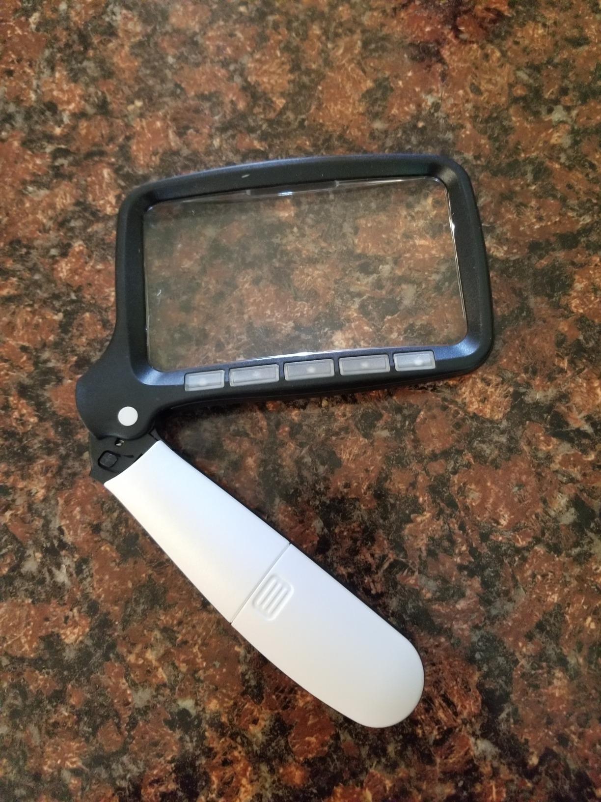 Folding Handheld Magnifying Glass with Light, 5X Large Rectangle Reading Magnifier with Dimmable LED for Seniors with Macular Degeneration, Newspaper, Books, Small Print, Lighted Gift for Low Visions customer photo 2
