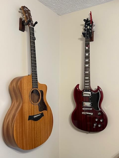SNIGJAT Guitar Wall Mount 2 Pack, U-Shaped Wood Guitar Hanger Wall Hook customer photo 1