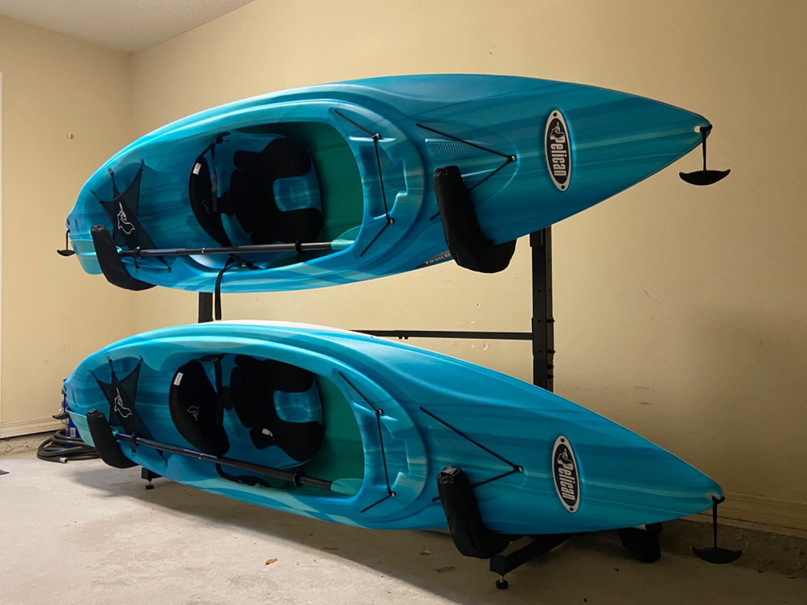 RaxGo Freestanding Kayak Storage Rack, Heavy Duty Storage Kayaks, SUP, Canoe & Paddleboard for Indoor, Outdoor, Garage, Shed, or Dock, Adjustable Height customer photo 1