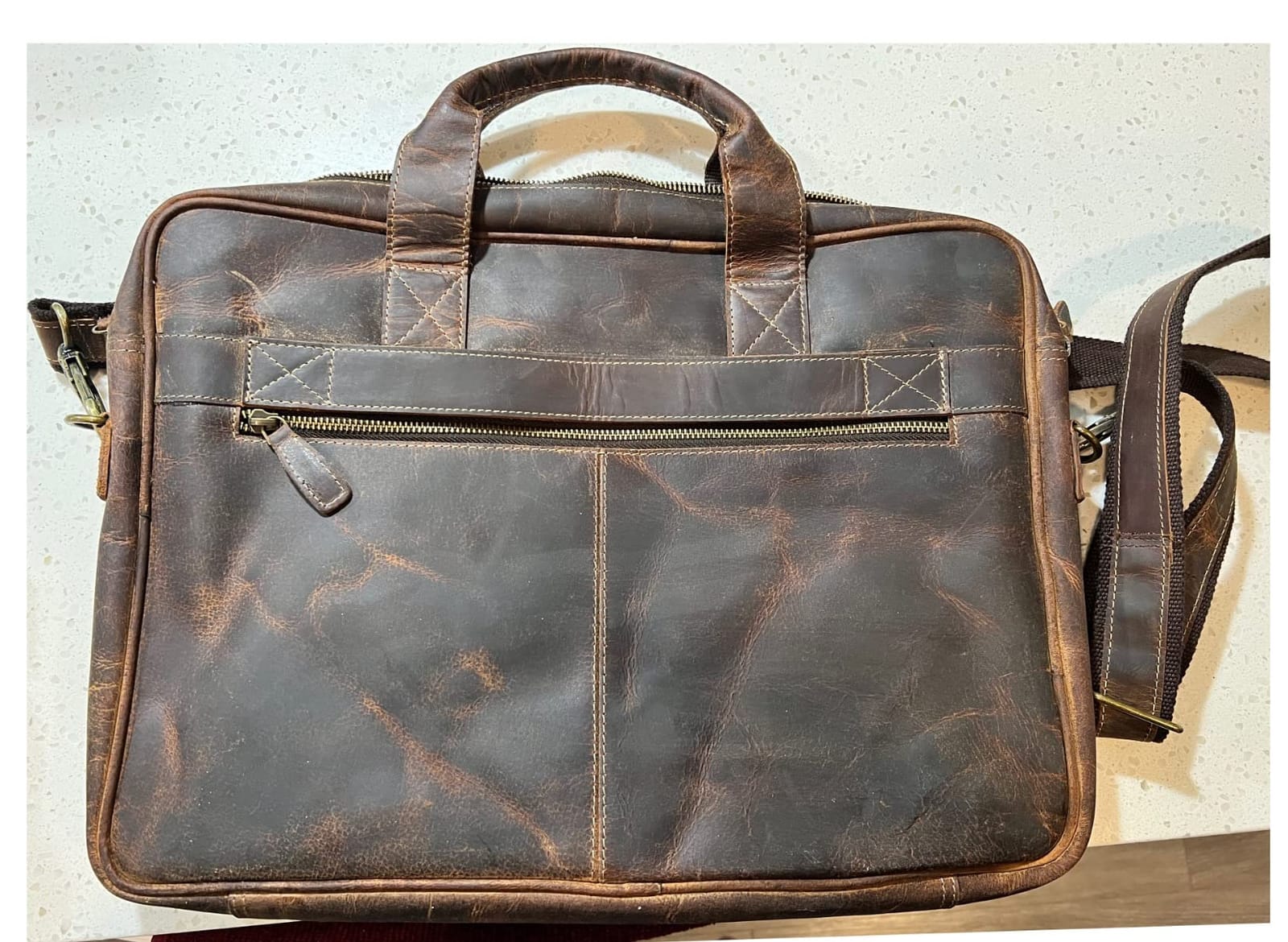 KomalC Leather briefcase 16 inch Laptop Messenger Bag for Men and Women Best Office Satchel Bag customer photo 1