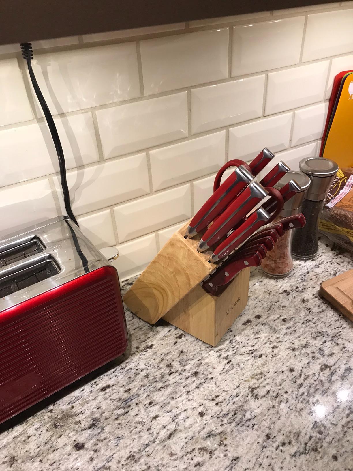 McCook® Knife Sets,German Stainless Steel Kitchen Knife Block Set with Built-in Sharpener customer photo 2