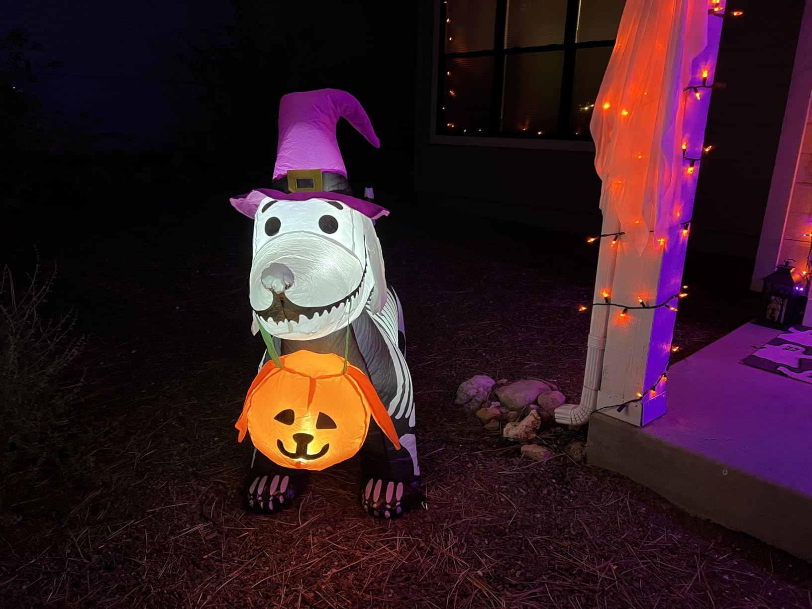 GOOSH 5.5 FT Halloween Inflatables Outdoor Decorations Skeleton Puppy Inflatable Yard Decoration with Build-in LEDs Blow Up Pumpkin for Halloween Party Indoor Outdoor Yard Garden customer photo 1