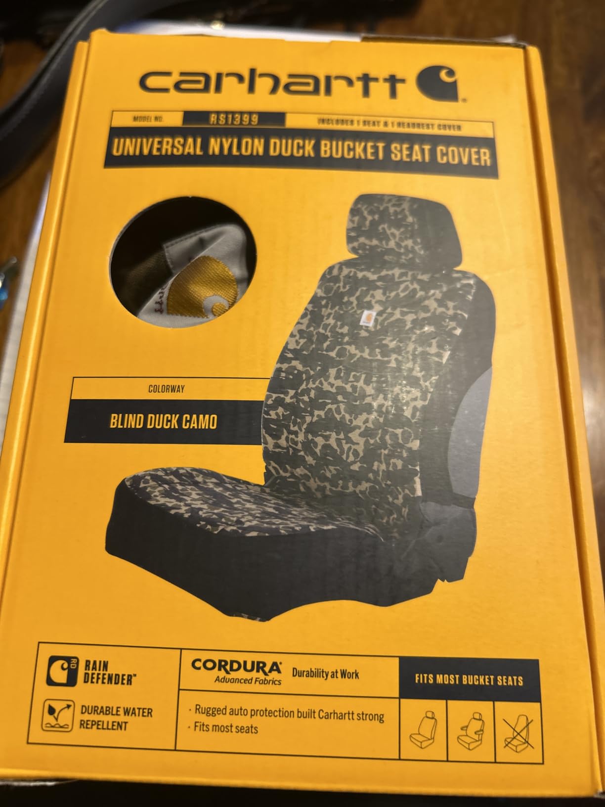Carhartt Universal Nylon Duck Canvas Fitted Bucket Seat Cover, Durable Seat Protection with Rain Defender, Single (Black) customer photo 1