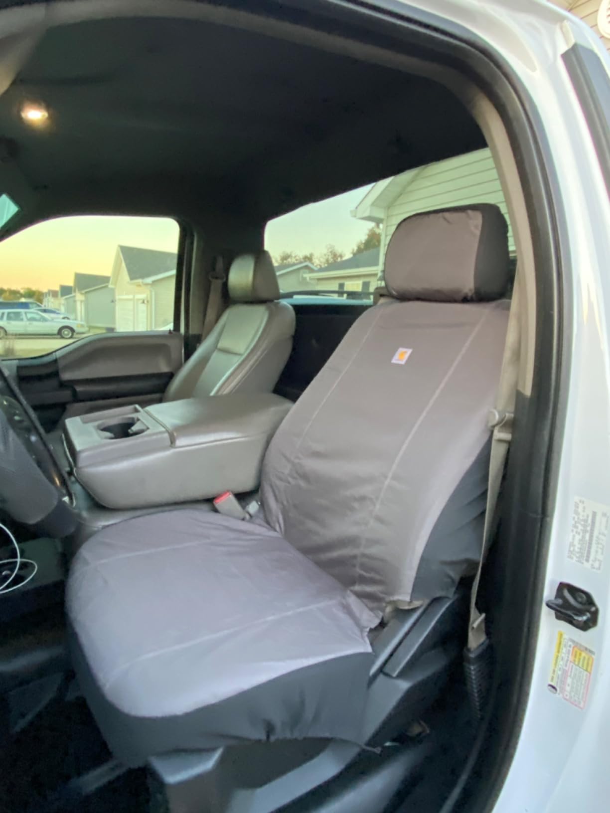 Carhartt Universal Nylon Duck Canvas Fitted Bucket Seat Cover, Durable Seat Protection with Rain Defender, Single (Black) customer photo 2
