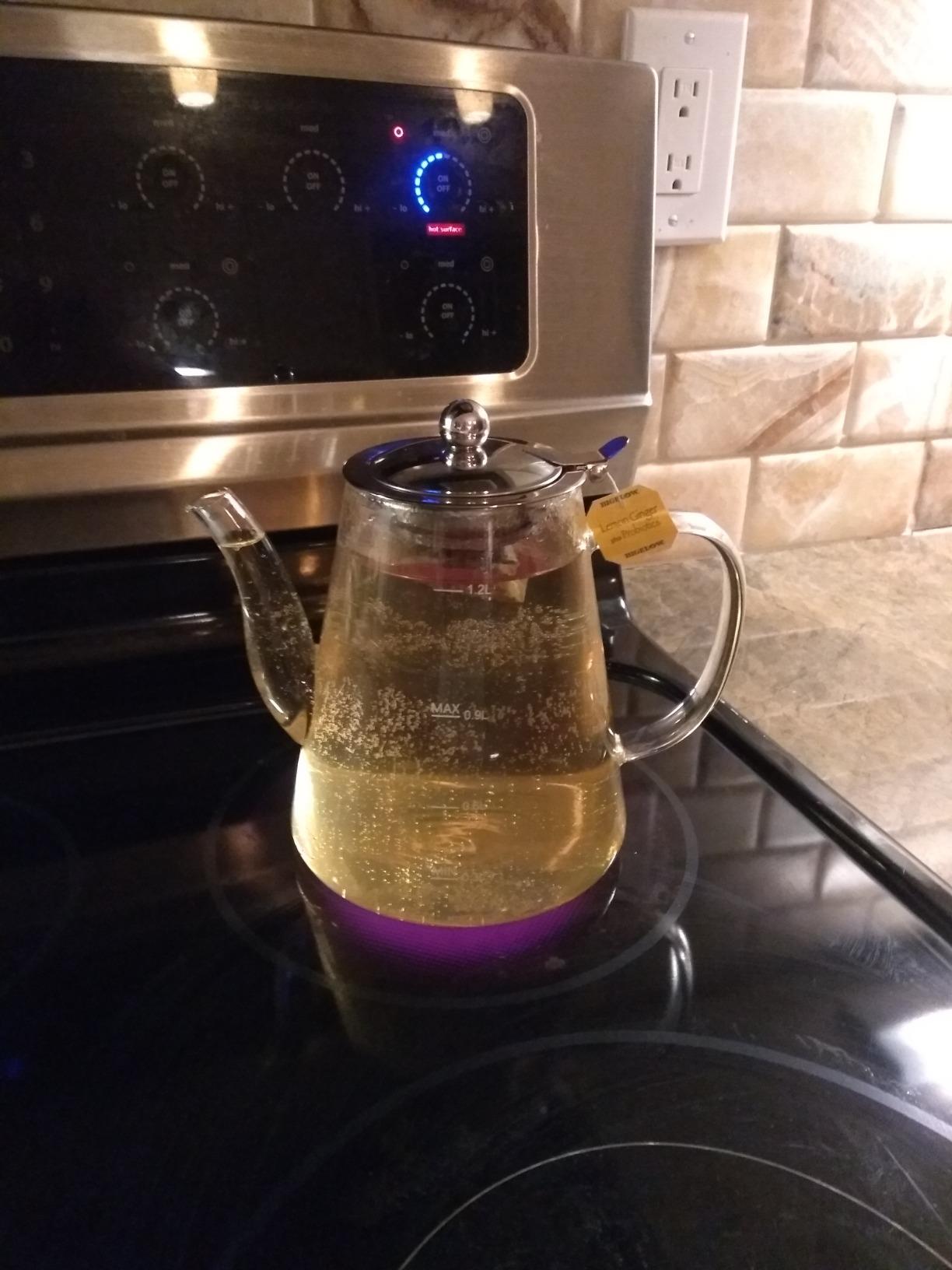 Glass Teapot, 1200ml (40oz) Tea Pot with Infuser for Loose Tea and Blooming Tea, Stovetop Safe Tea Kettle, Hand Crafted Borosilicate Glass Tea Maker with Scale Line, Tea Gift Set for Tea Lovers customer photo 1