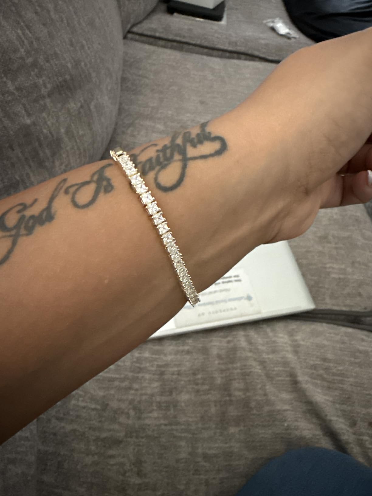 PAVOI 14K Gold Plated Cubic Zirconia Classic Tennis Bracelet | Gold Bracelets for Women | 4mm CZ, Size 6.5-7.5 Inch customer photo 2