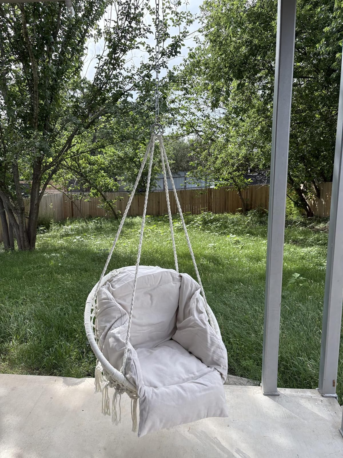 SONGMICS Hanging Chair, Boho Swing Chair with Large, Thick Cushion | Hammock Chair, Holds up to 264 lb, Accessories Included, Cream White, SOGNIA Collection, UGDC042M01V3 customer photo 1