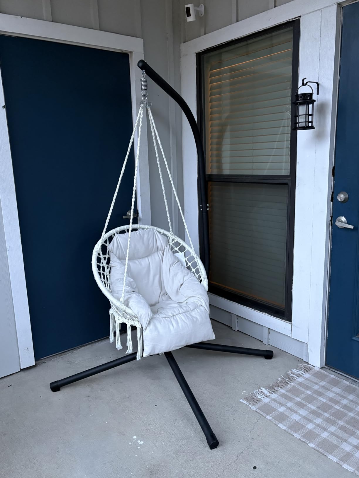SONGMICS Hanging Chair, Boho Swing Chair with Large, Thick Cushion | Hammock Chair, Holds up to 264 lb, Accessories Included, Cream White, SOGNIA Collection, UGDC042M01V3 customer photo 2