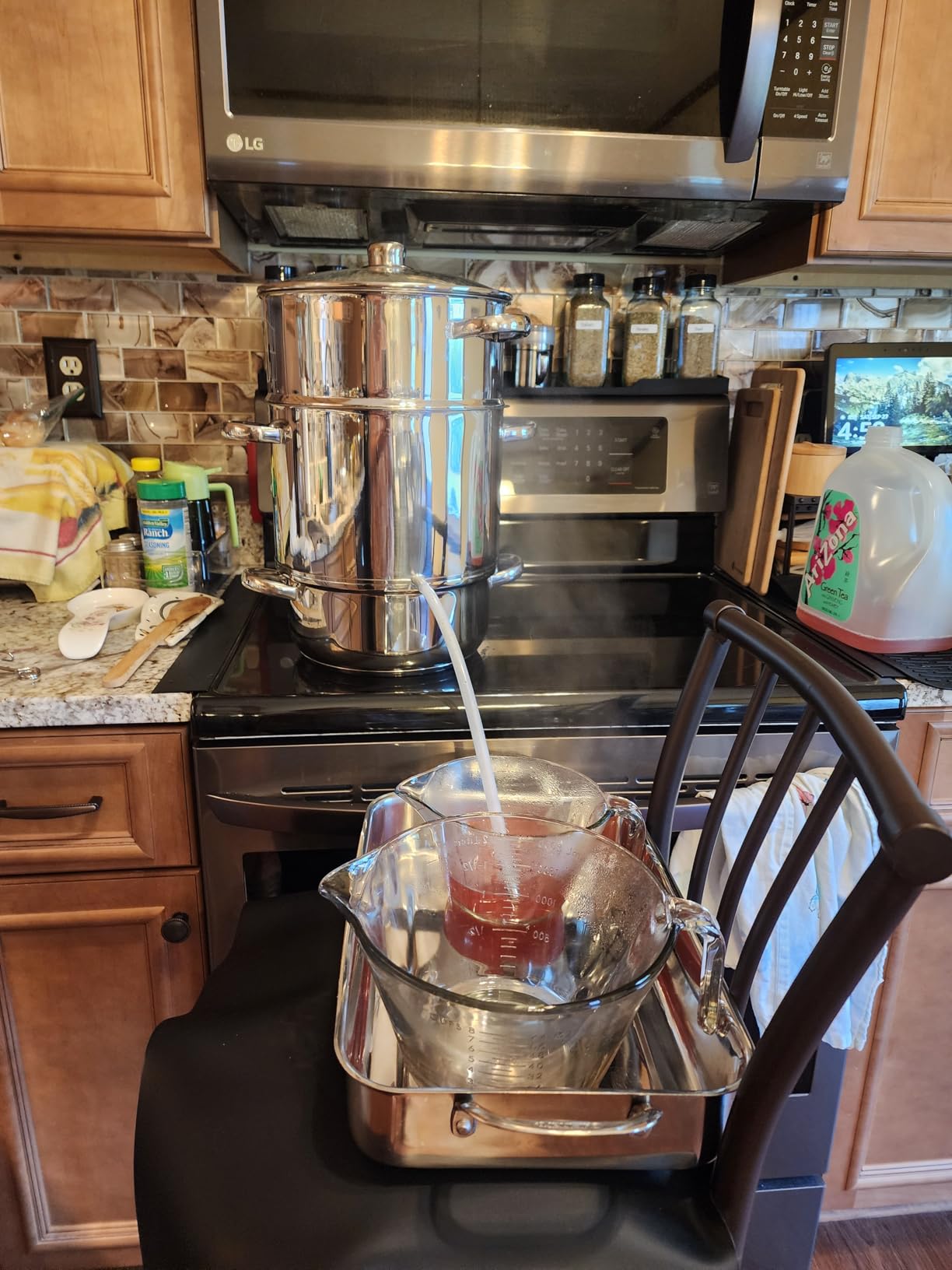 VIVOHOME Stainless Steel Steam Juicer Fruit Vegetables Juice Steamer Extractor Pot 27.5 cm 9.3 Qt with Tempered Glass Lid, 2 Hose, Clamp, Loop Handles customer photo 2