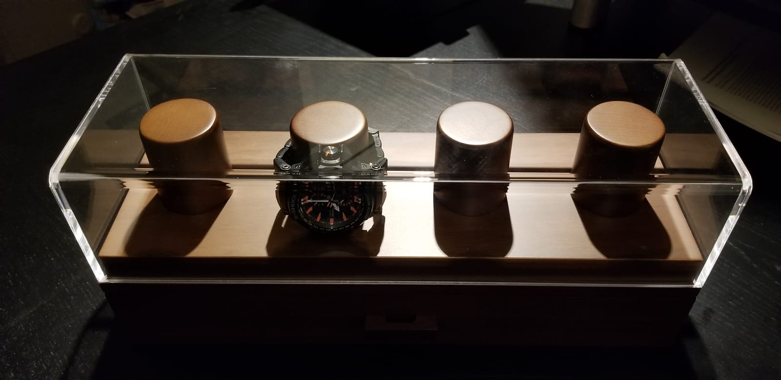 Holme & Hadfield 4 Slot Luxury Watch Display Case with Hinged Cover, Drawer customer photo 1