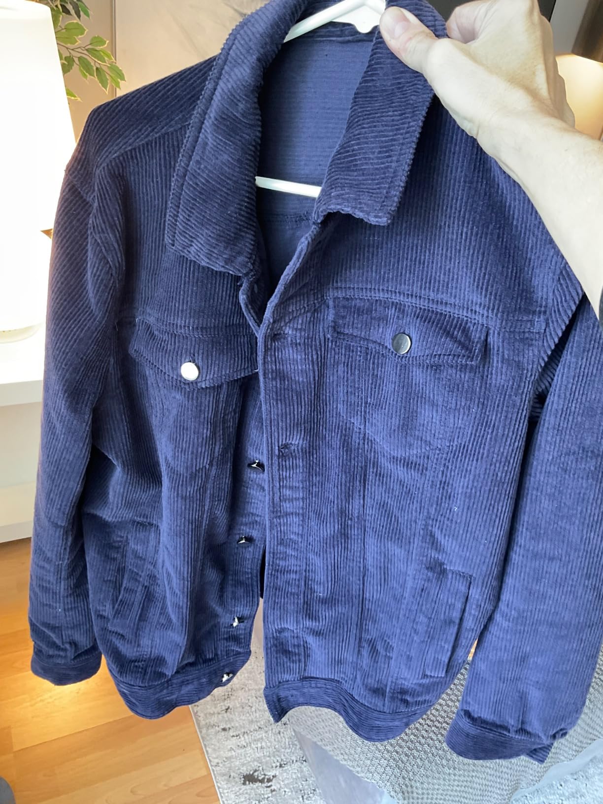 Pretifeel Mens Corduroy Trucker Jacket Slim Fit Button Down Winter Coat customer photo 2
