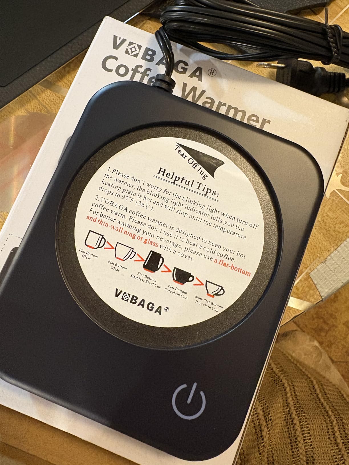 VOBAGA Coffee Mug Warmer for Desk with Auto Shut Off & 3-Temp Settings, Coffee Cup Warmer with Smart Safety Alert Home Office Accessory, Perfect for Coffee, Tea, Milk (No Mug) customer photo 1