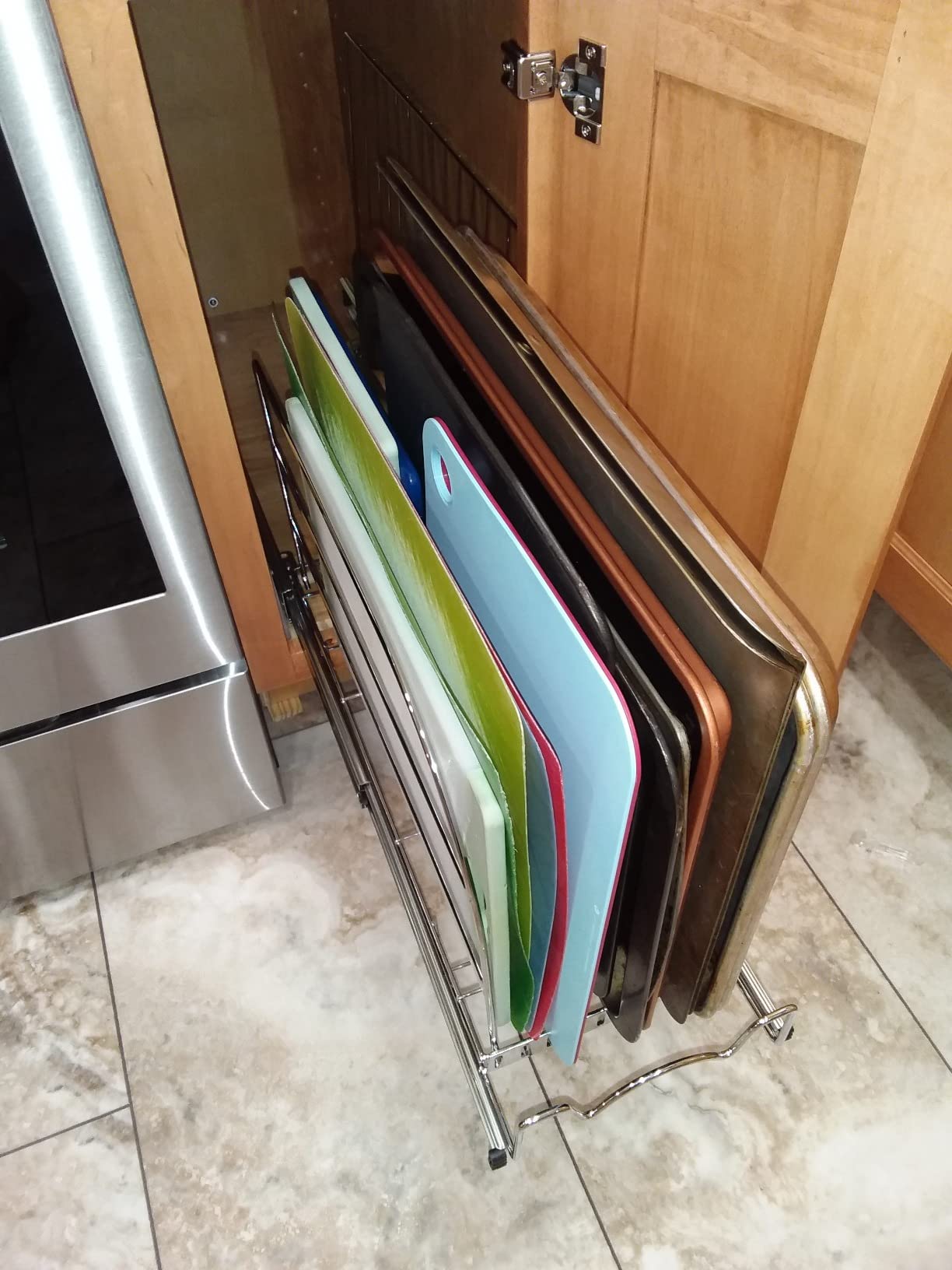 Pull Out Organizer for Bakeware, Cutting Board and Trays, 8.5