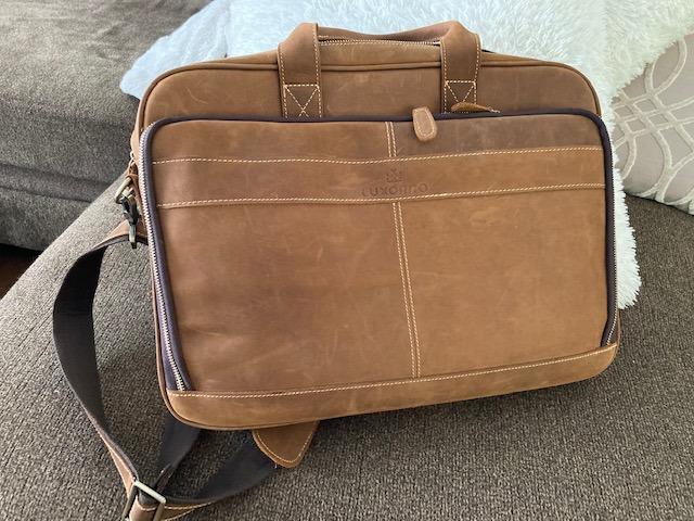 Luxorro Full-Grain Leather Briefcase for Men - Laptop Bag with Leather Computer Compartment customer photo 1