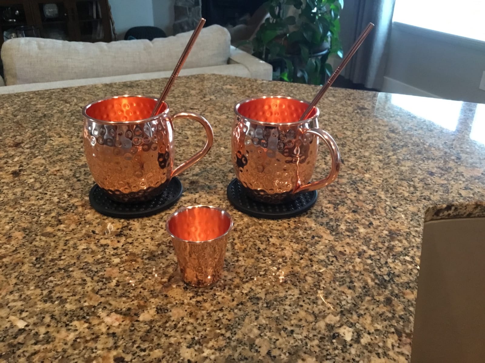 Moscow Mule Mugs, 4pcs Set of 16oz Copper Cups, Handcrafted Traditional Design, Gift Set with Straws, Spoon, Cleaning Brush & Shot Glass, Insulated, Reusable customer photo 2