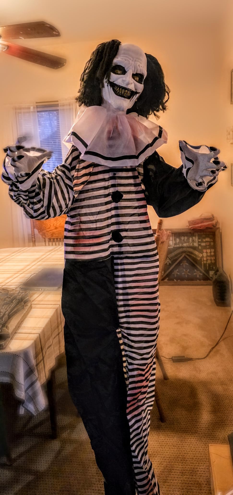 Haunted Hill Farm Life-Size Scary Talking Clown, Halloween Animatronic with Motion and Touch Activated Lights and Sounds, Battery Operated Indoor or Covered Outdoor Halloween Decorations customer photo 2