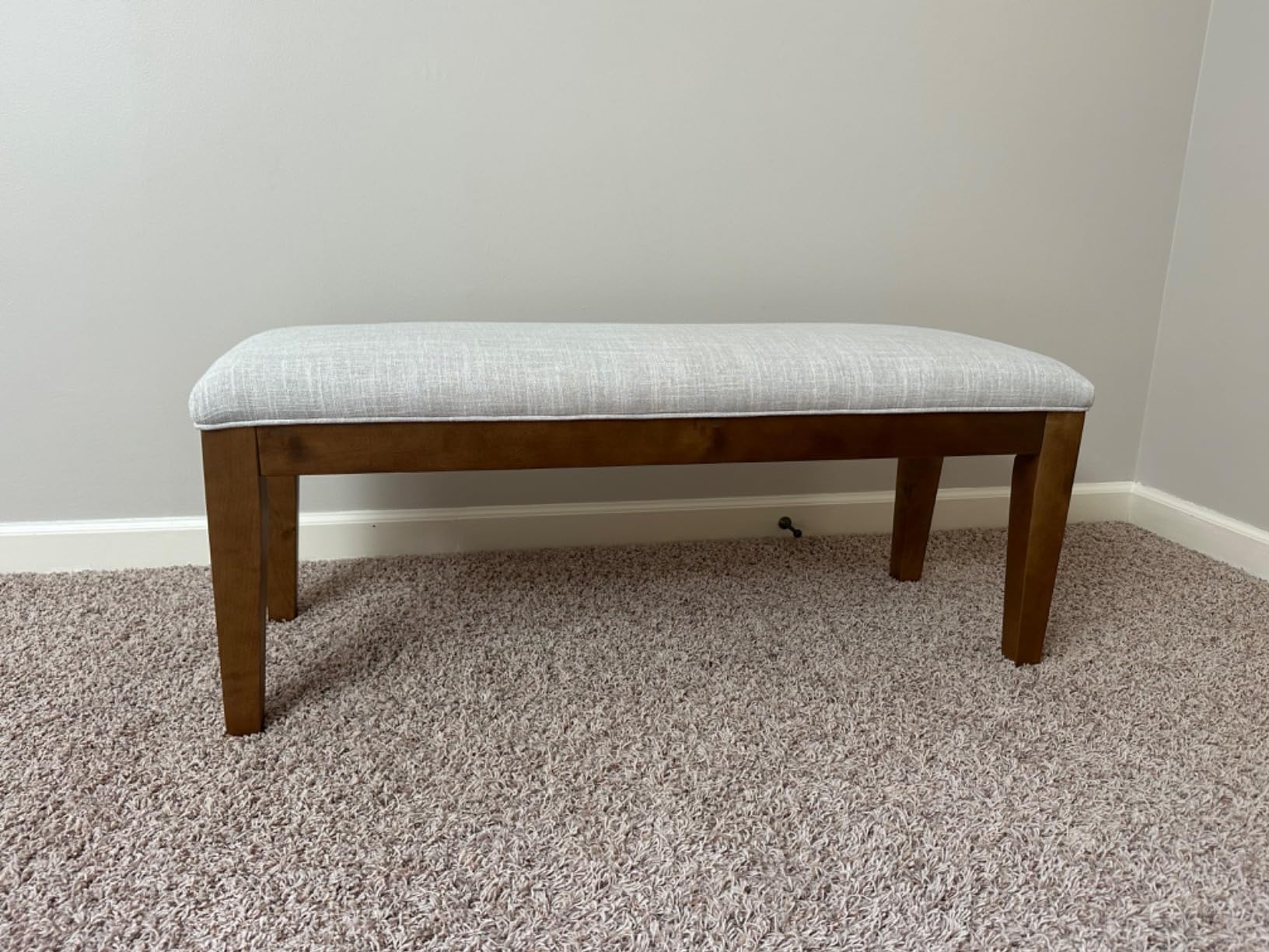 HUIMO Upholstered Bench, Button Tufted Dining Bench (Beige) customer photo 2